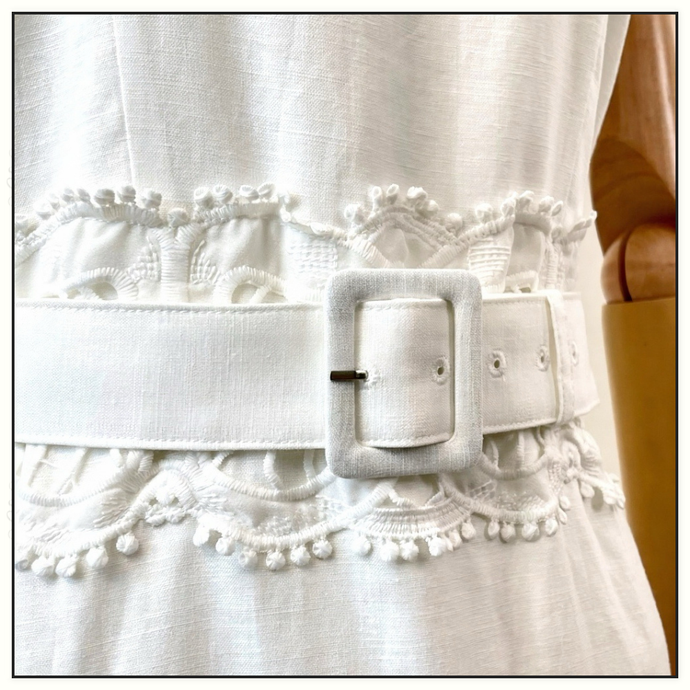 LACE TRIMMED LINEN DRESS