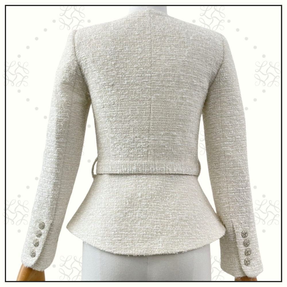 PLEATED GEORGETTE BOUCLE JACKET & MIDI DRESS