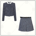 BLUE BOUCLE JACKET & MINI SKIRT