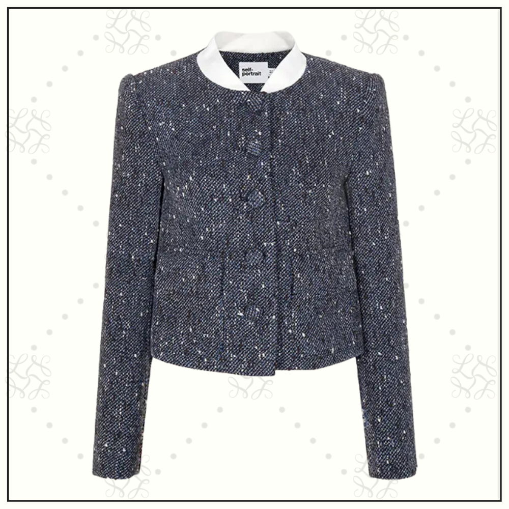 BLUE BOUCLE JACKET & MINI SKIRT