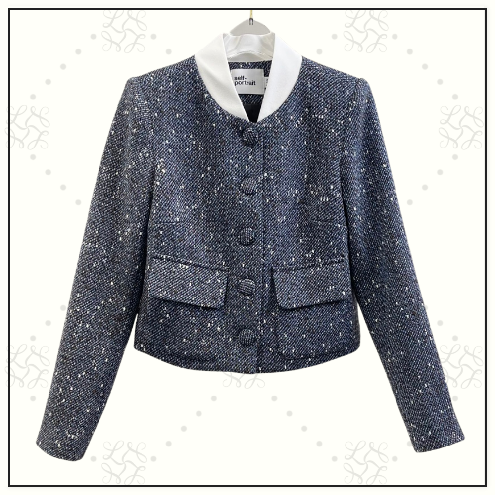 BLUE BOUCLE JACKET & MINI SKIRT