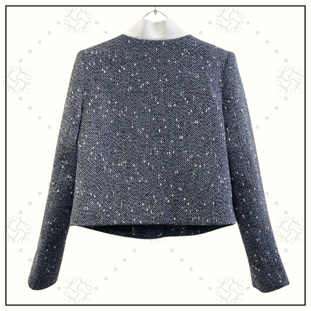 BLUE BOUCLE JACKET & MINI SKIRT