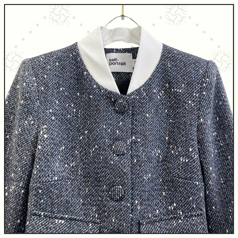 BLUE BOUCLE JACKET & MINI SKIRT