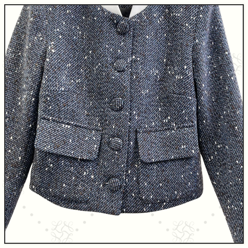 BLUE BOUCLE JACKET & MINI SKIRT