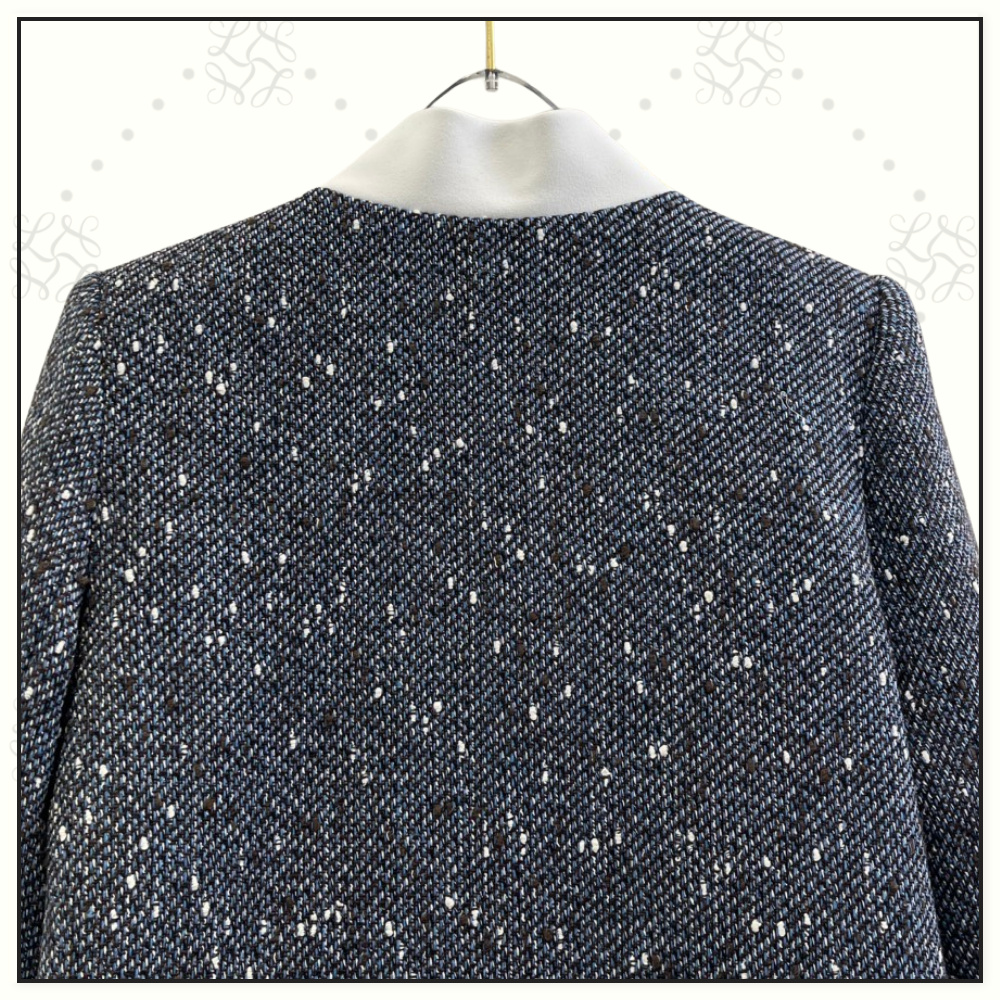 BLUE BOUCLE JACKET & MINI SKIRT