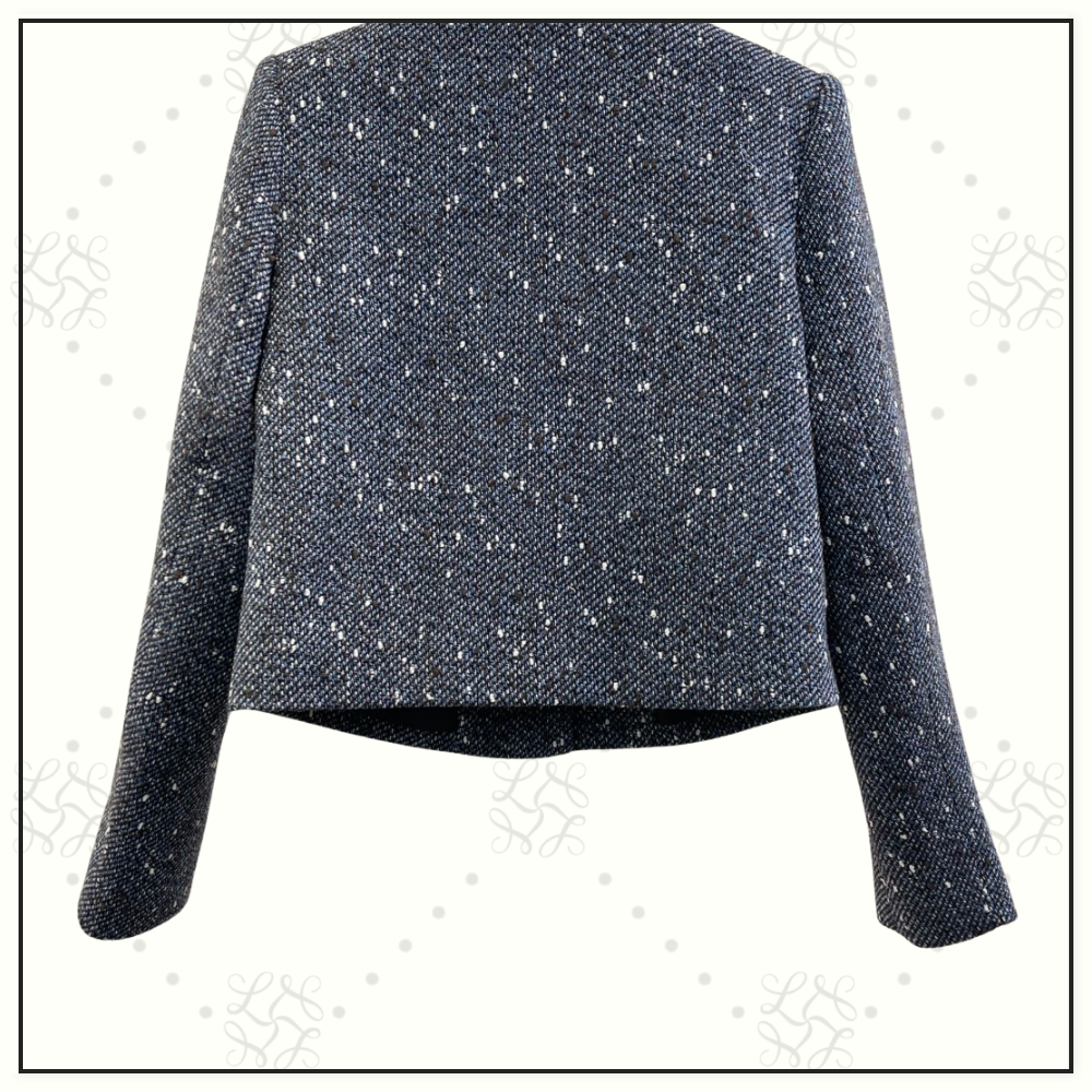 BLUE BOUCLE JACKET & MINI SKIRT