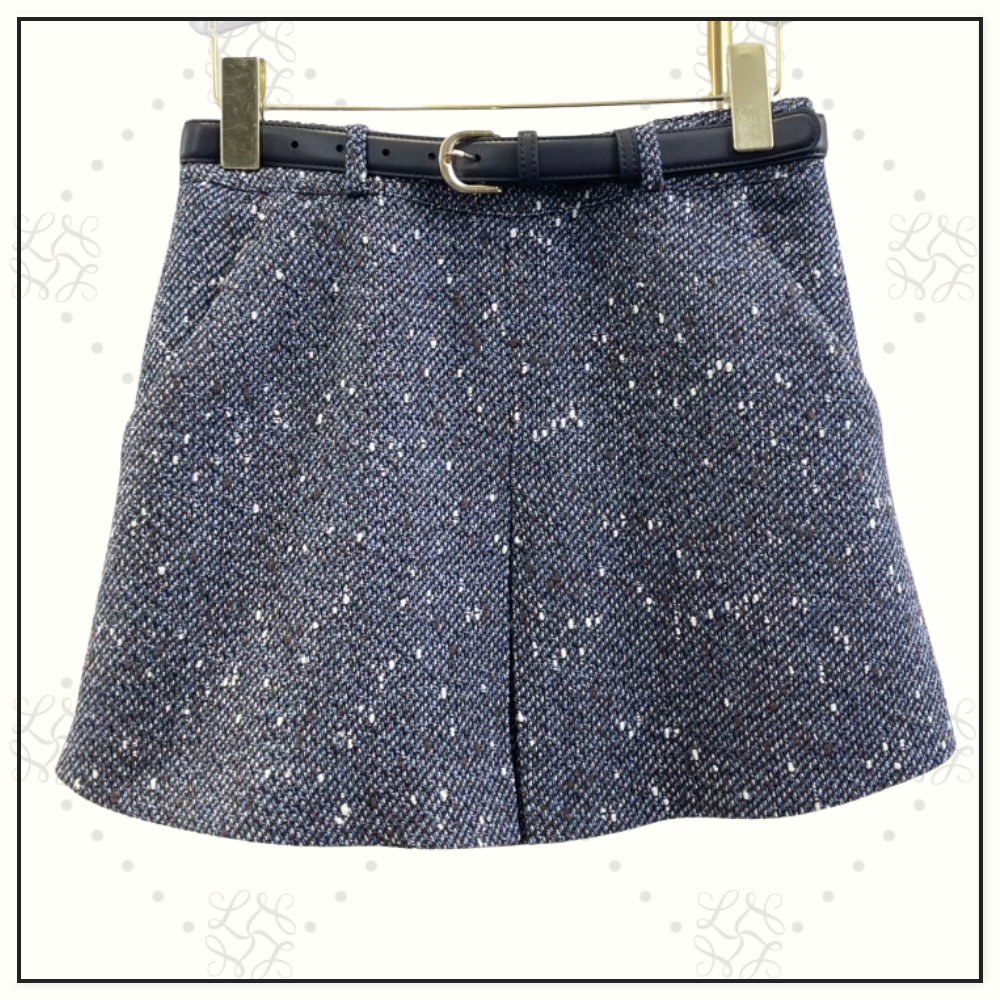 BLUE BOUCLE JACKET & MINI SKIRT