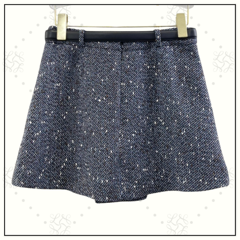 BLUE BOUCLE JACKET & MINI SKIRT