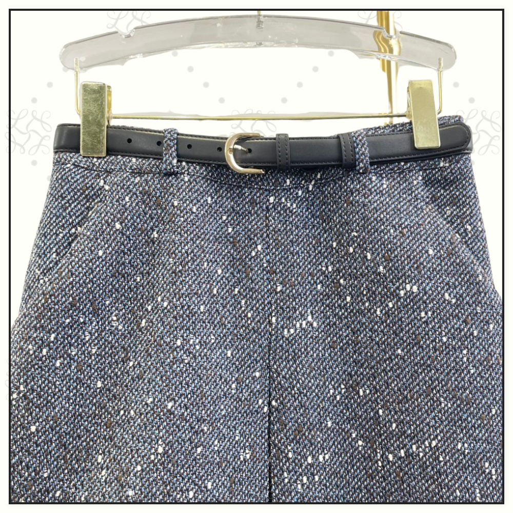 BLUE BOUCLE JACKET & MINI SKIRT