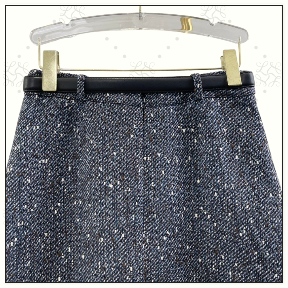 BLUE BOUCLE JACKET & MINI SKIRT