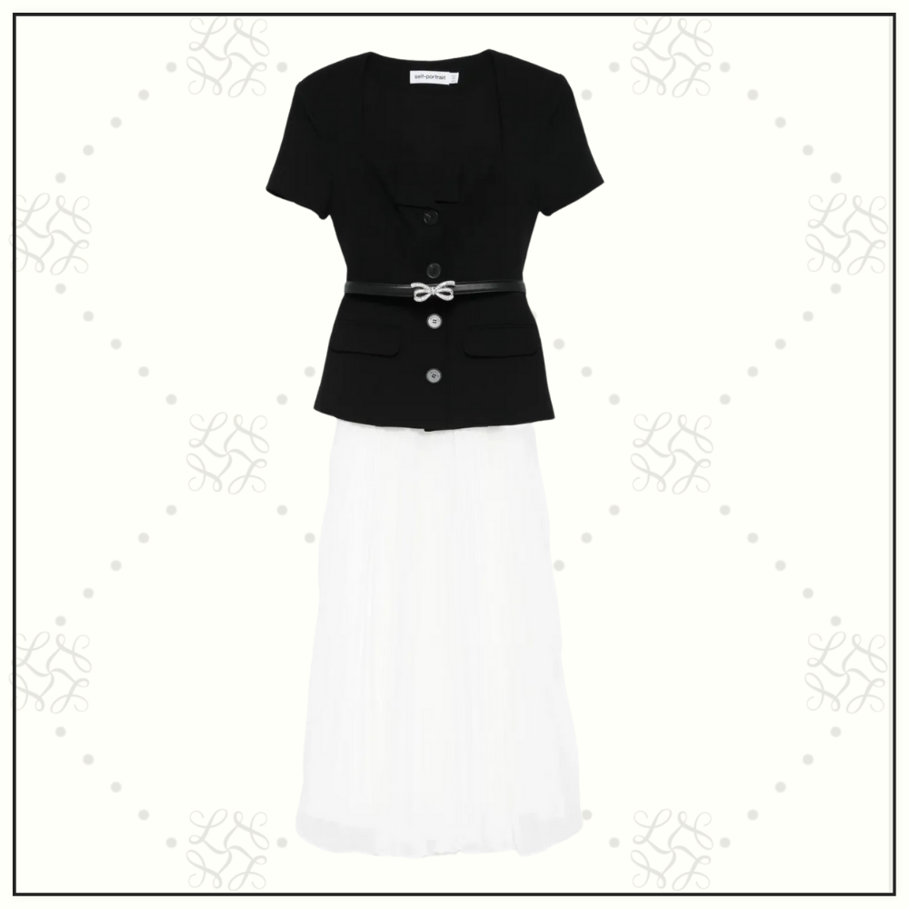 EMBELLISHED PLEATED MIDI DRESS