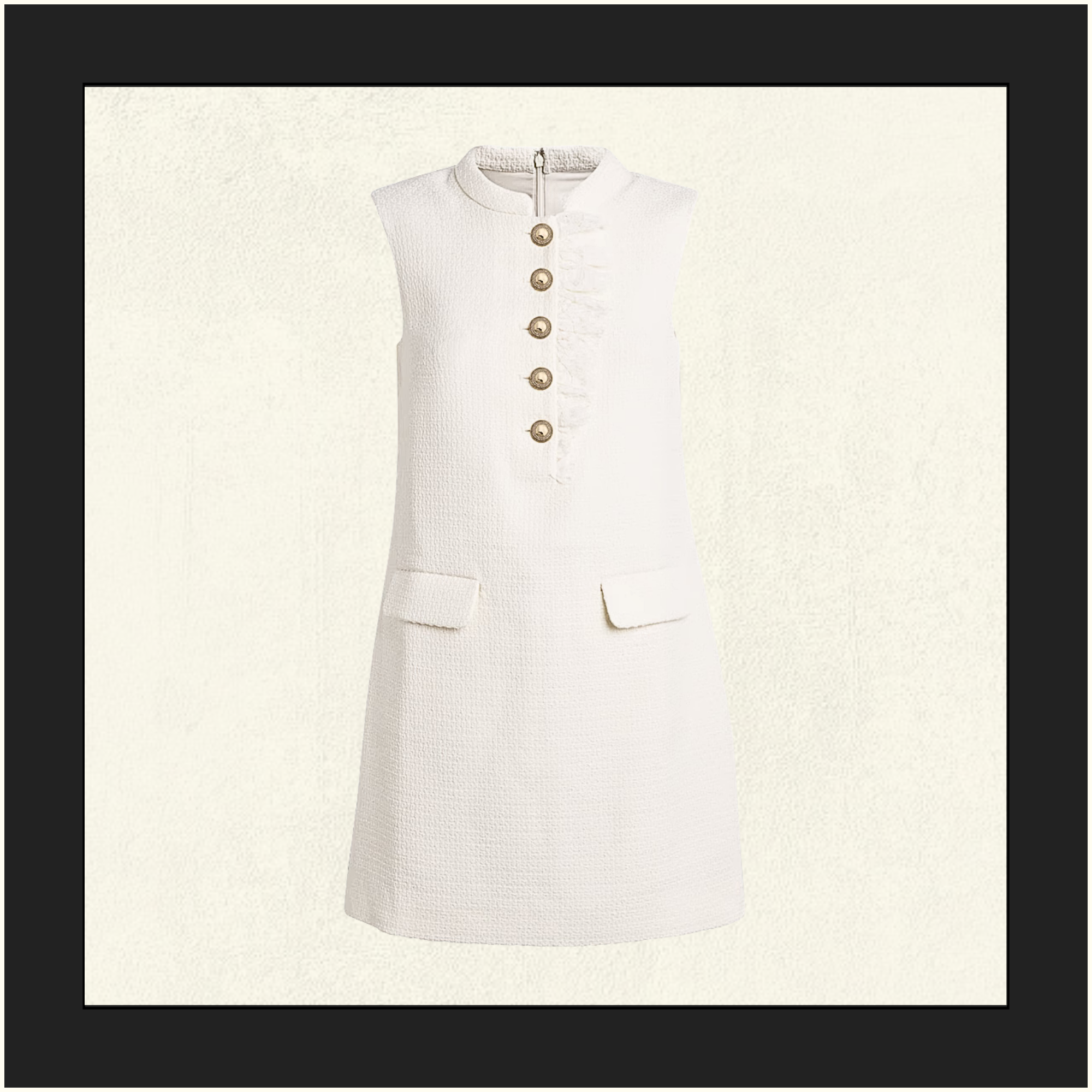 BOUCLE LACE TRIM MINI DRESS
