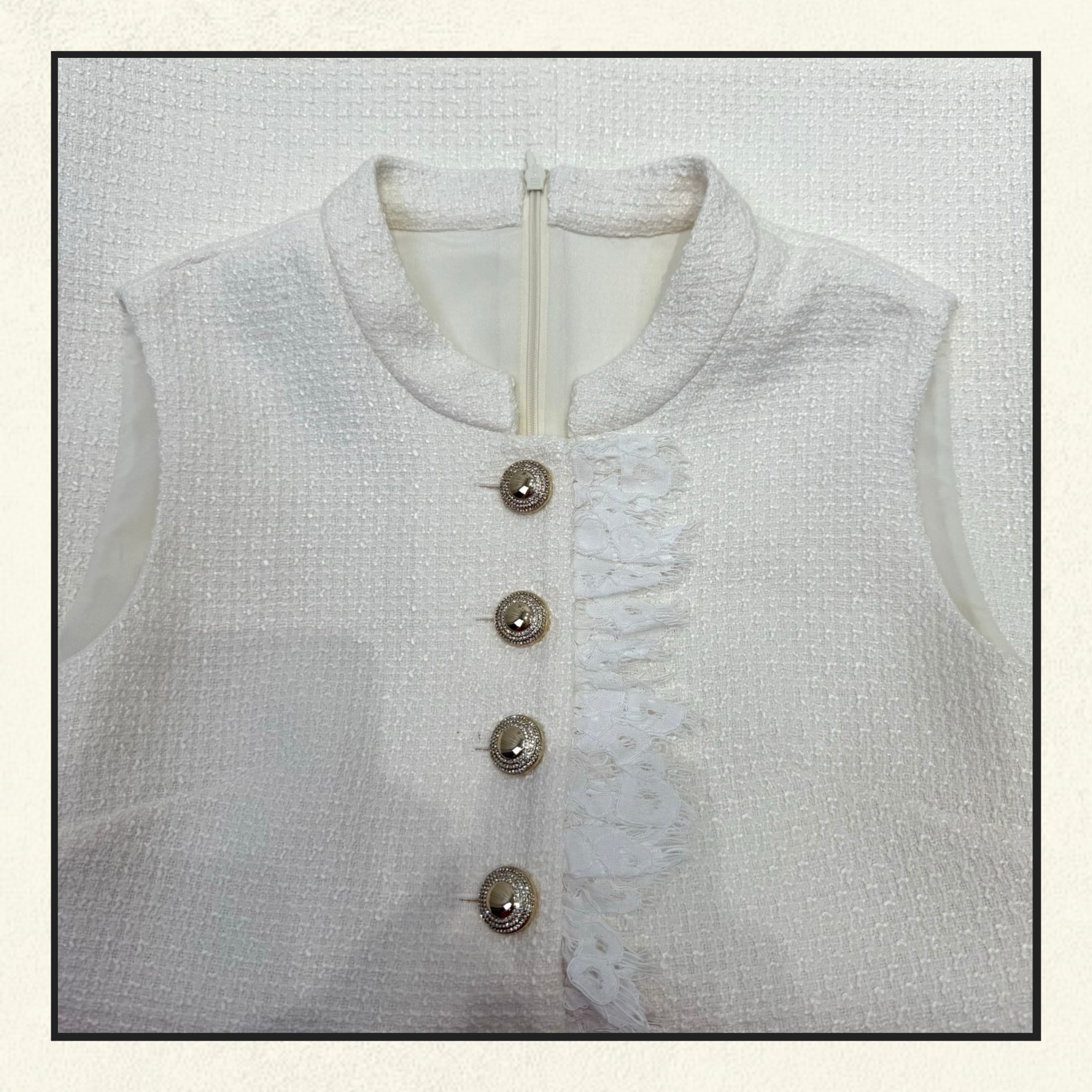 BOUCLE LACE TRIM MINI DRESS