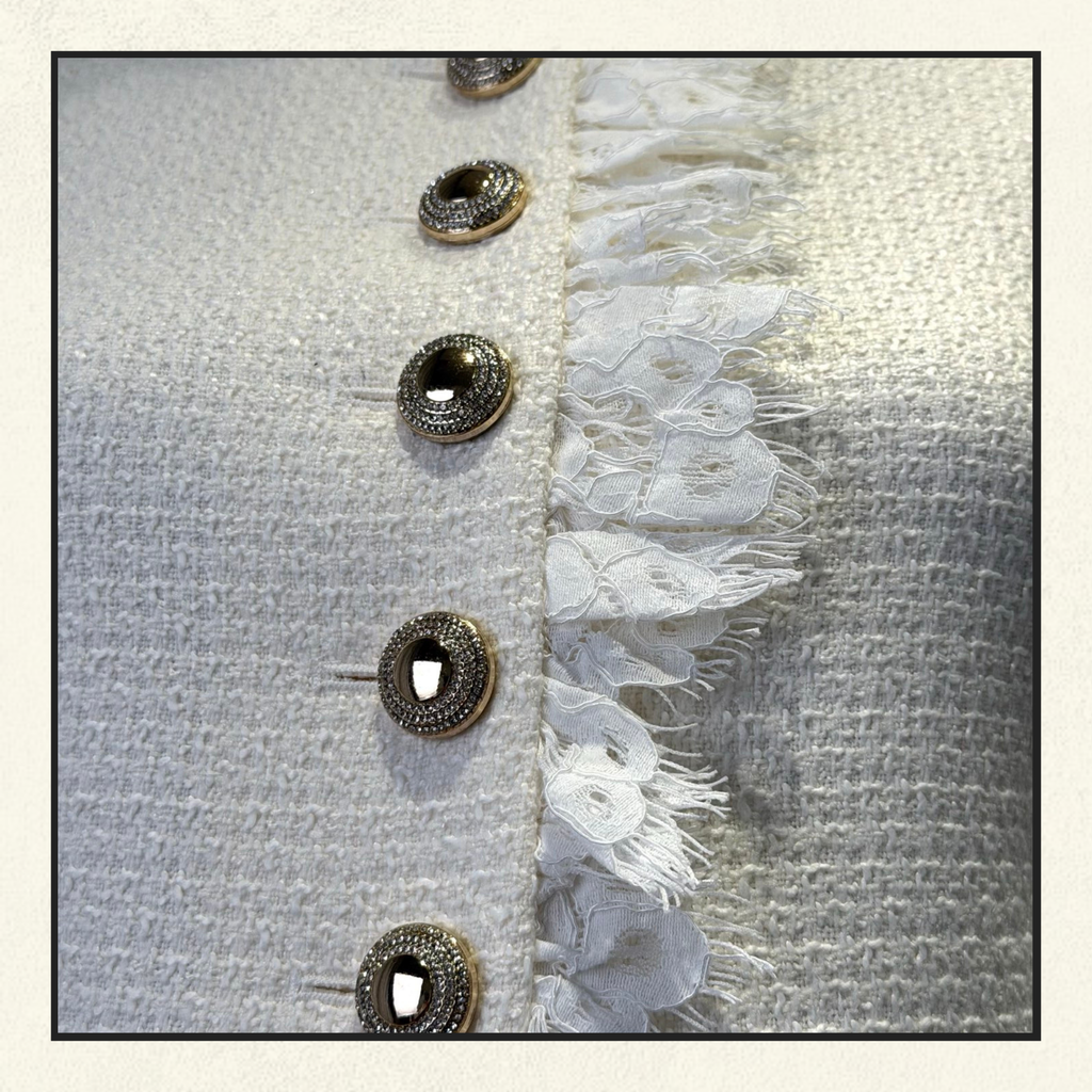 BOUCLE LACE TRIM MINI DRESS