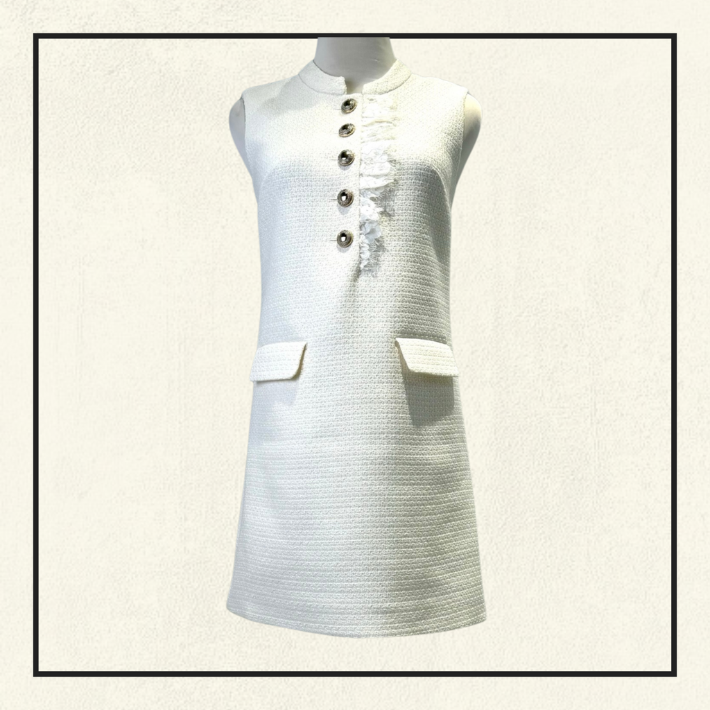 BOUCLE LACE TRIM MINI DRESS