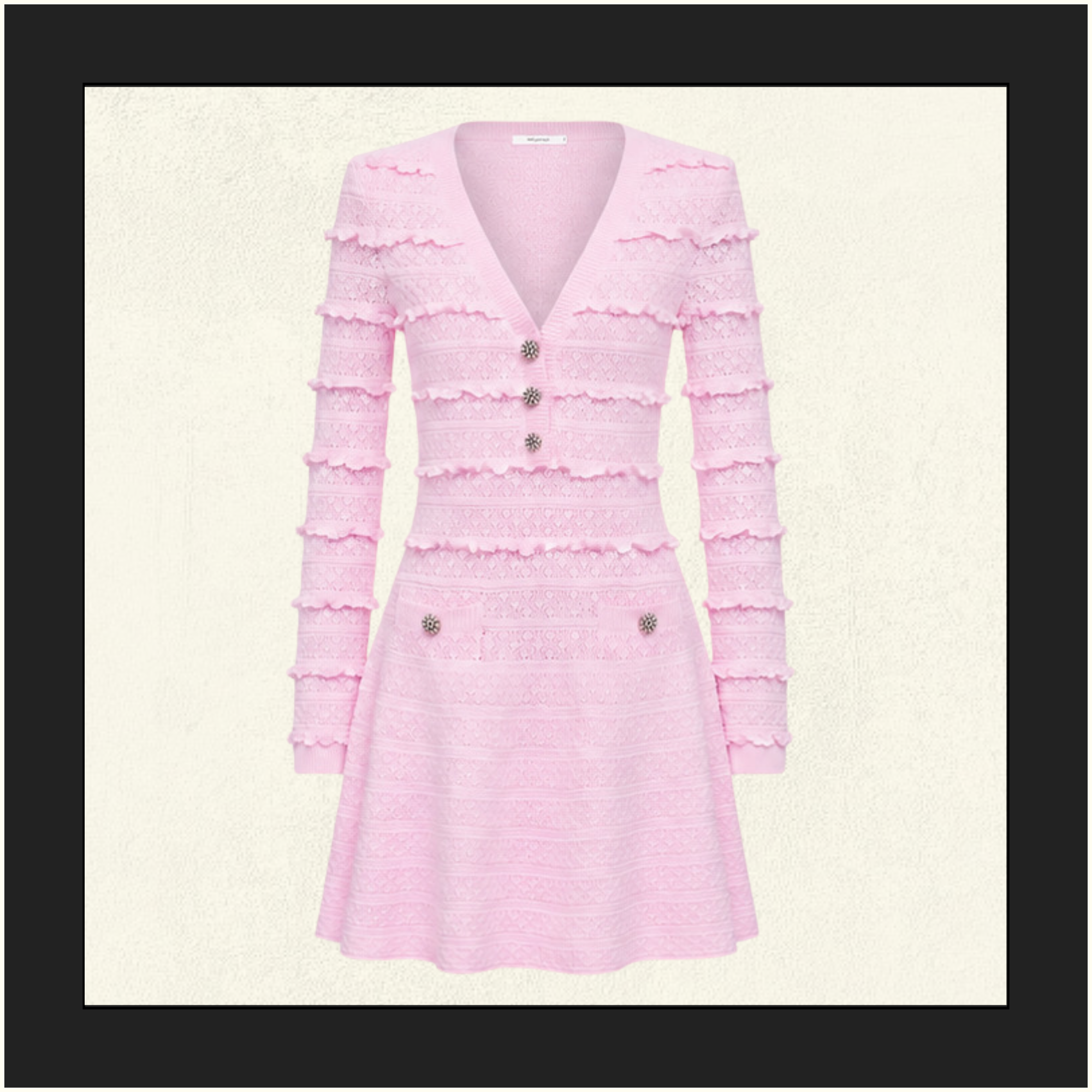 PINK POINTELLE DIAMANTE KNIT MINI DRESS
