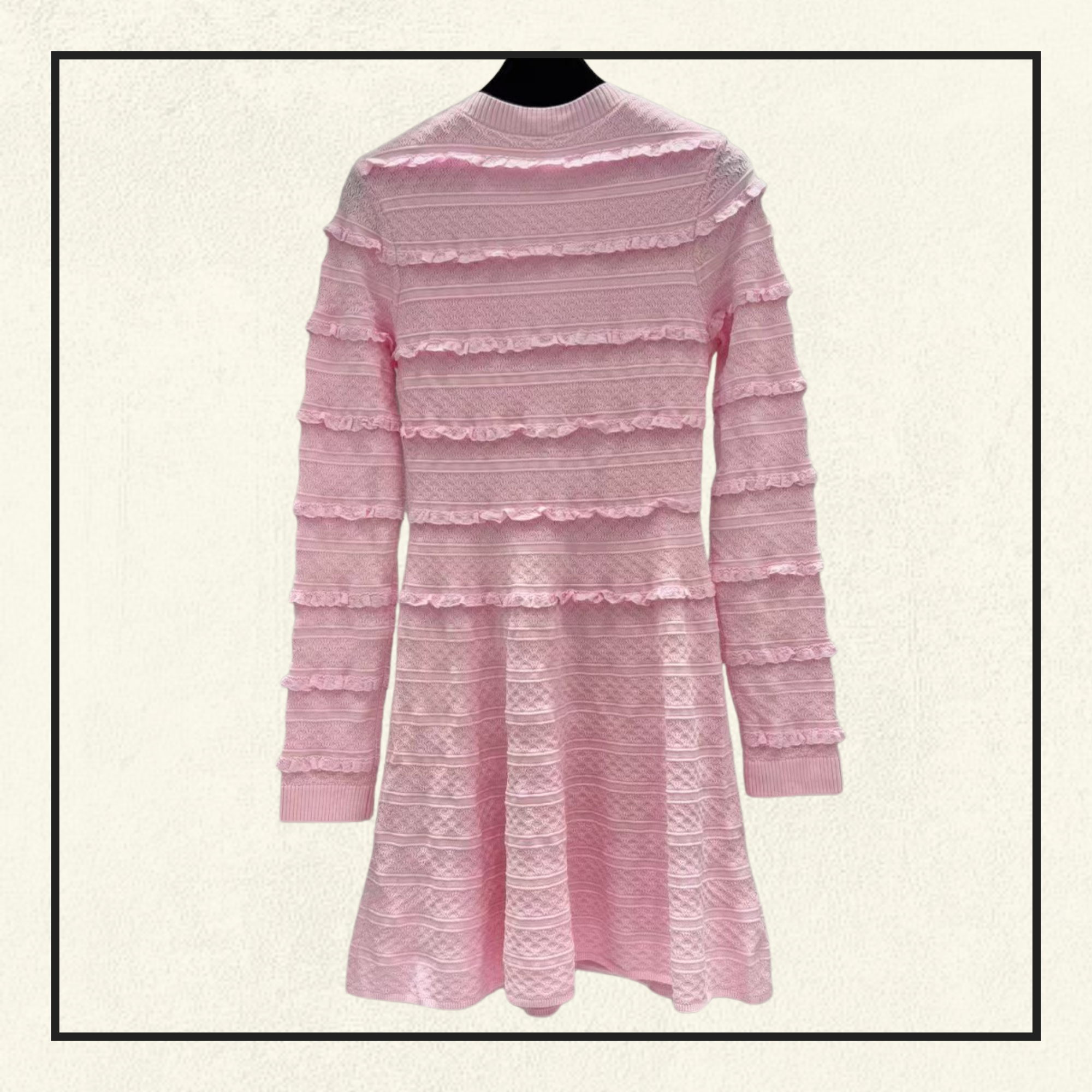 PINK POINTELLE DIAMANTE KNIT MINI DRESS