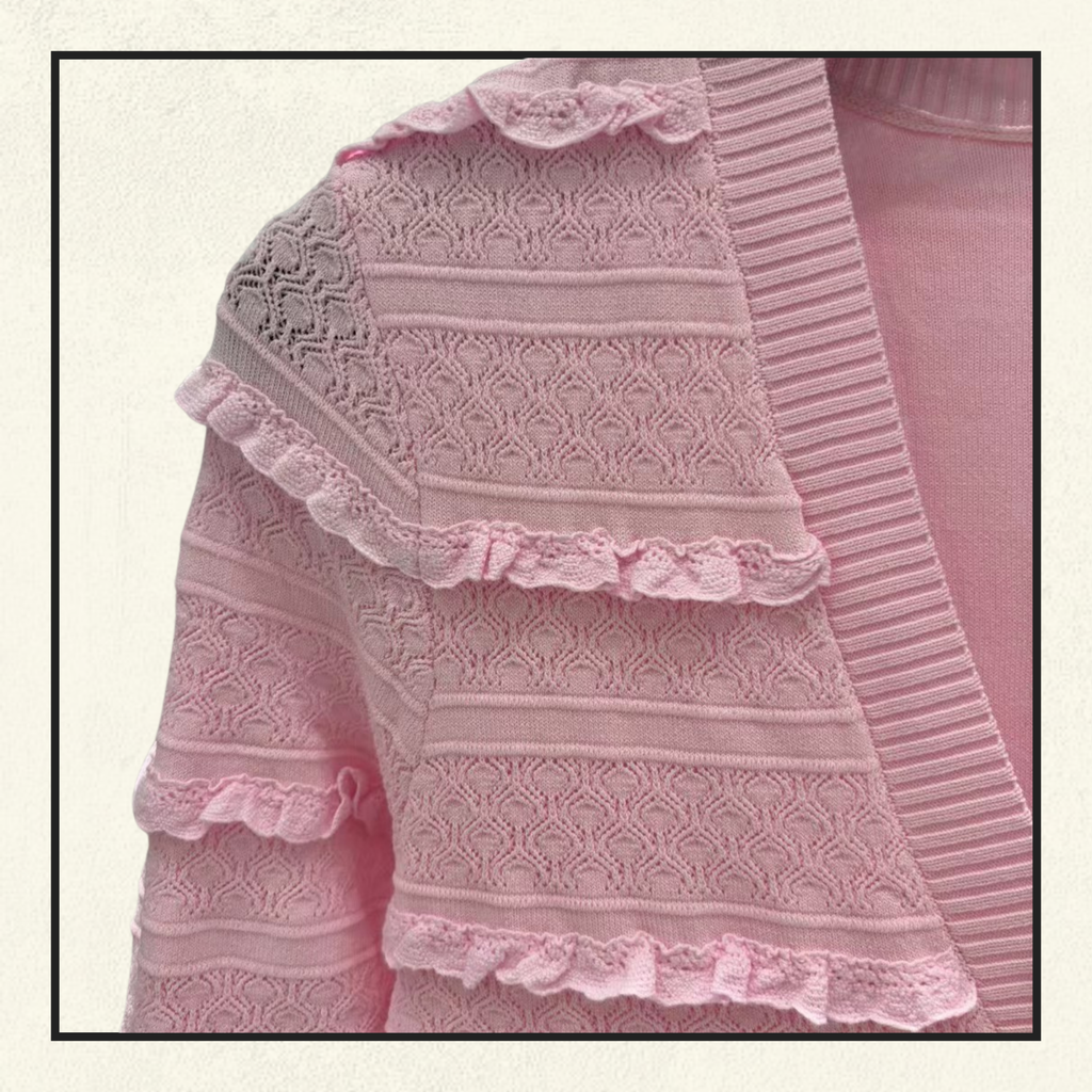 PINK POINTELLE DIAMANTE KNIT MINI DRESS