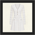 WHITE LACE COLLARED POINTELLE KNIT MINI DRESS