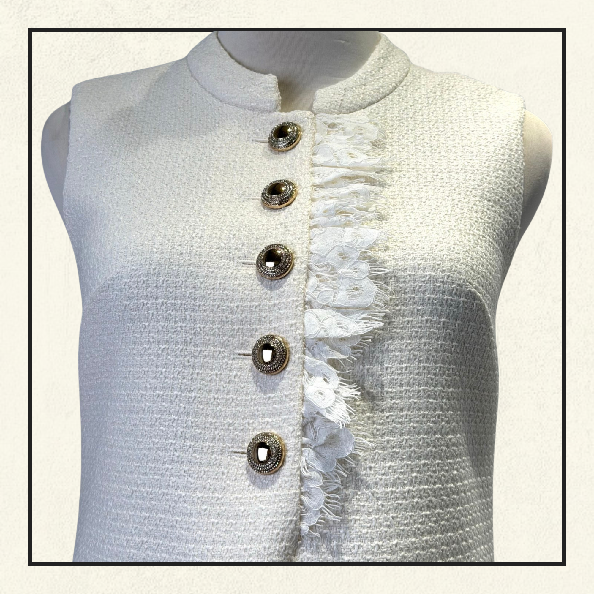 BOUCLE LACE TRIM MINI DRESS