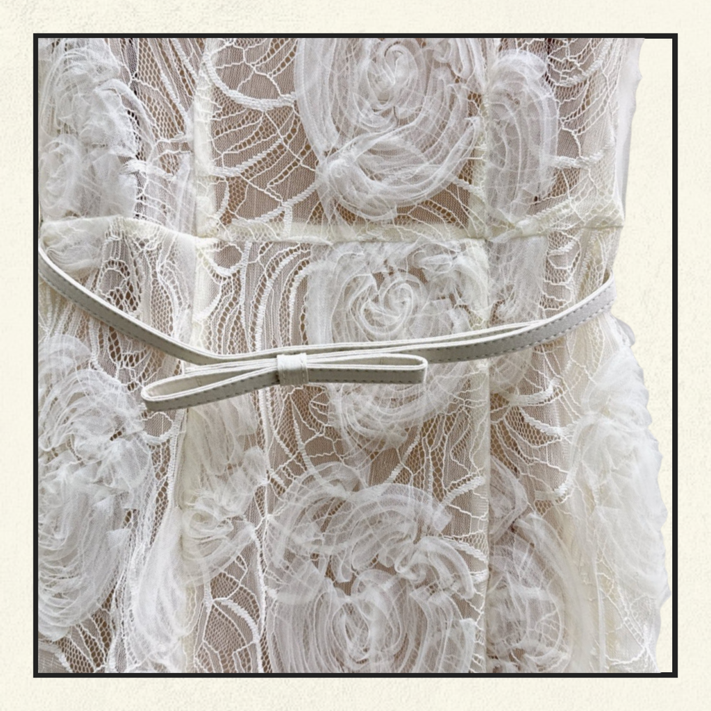 CREAM TULLE LACE MIDI DRESS