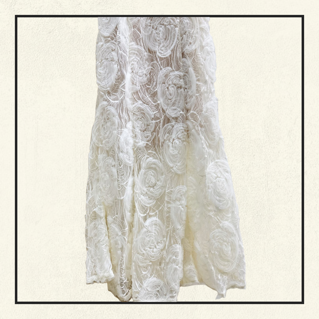 CREAM TULLE LACE MIDI DRESS