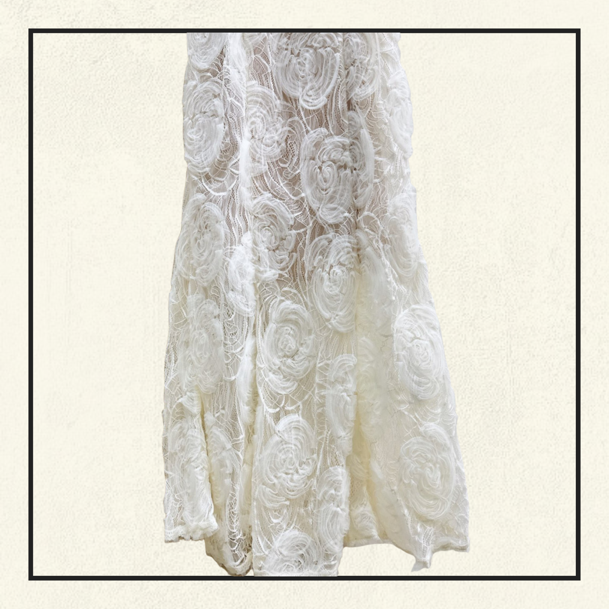CREAM TULLE LACE MIDI DRESS