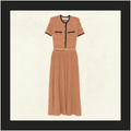 BROWN POINTELLE KNIT MIDI DRESS