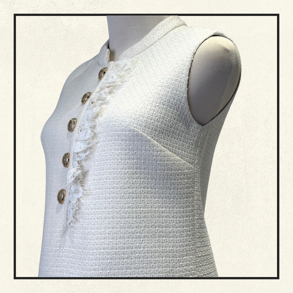 BOUCLE LACE TRIM MINI DRESS