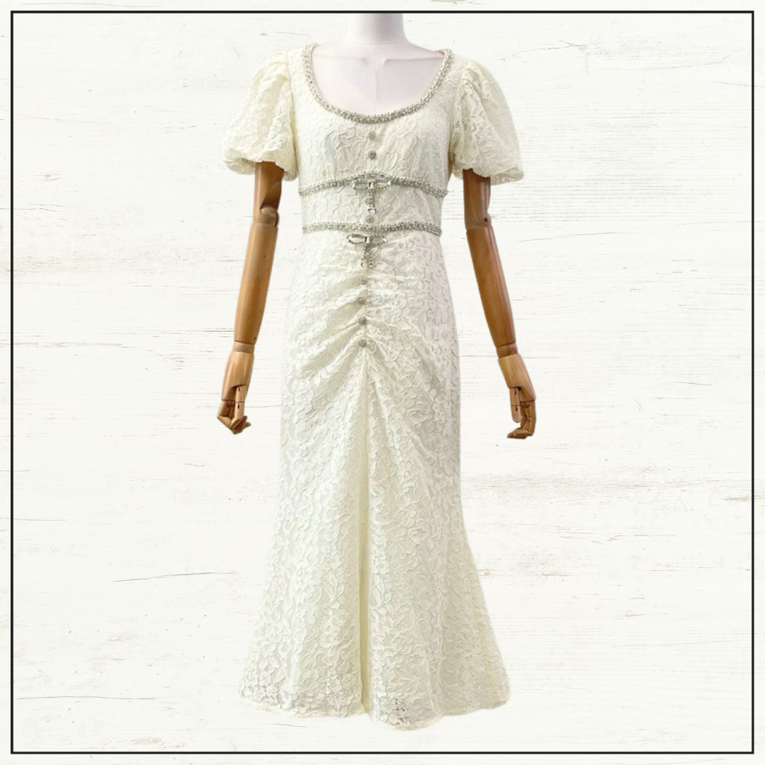 LACE TRIM MIDI DRESS