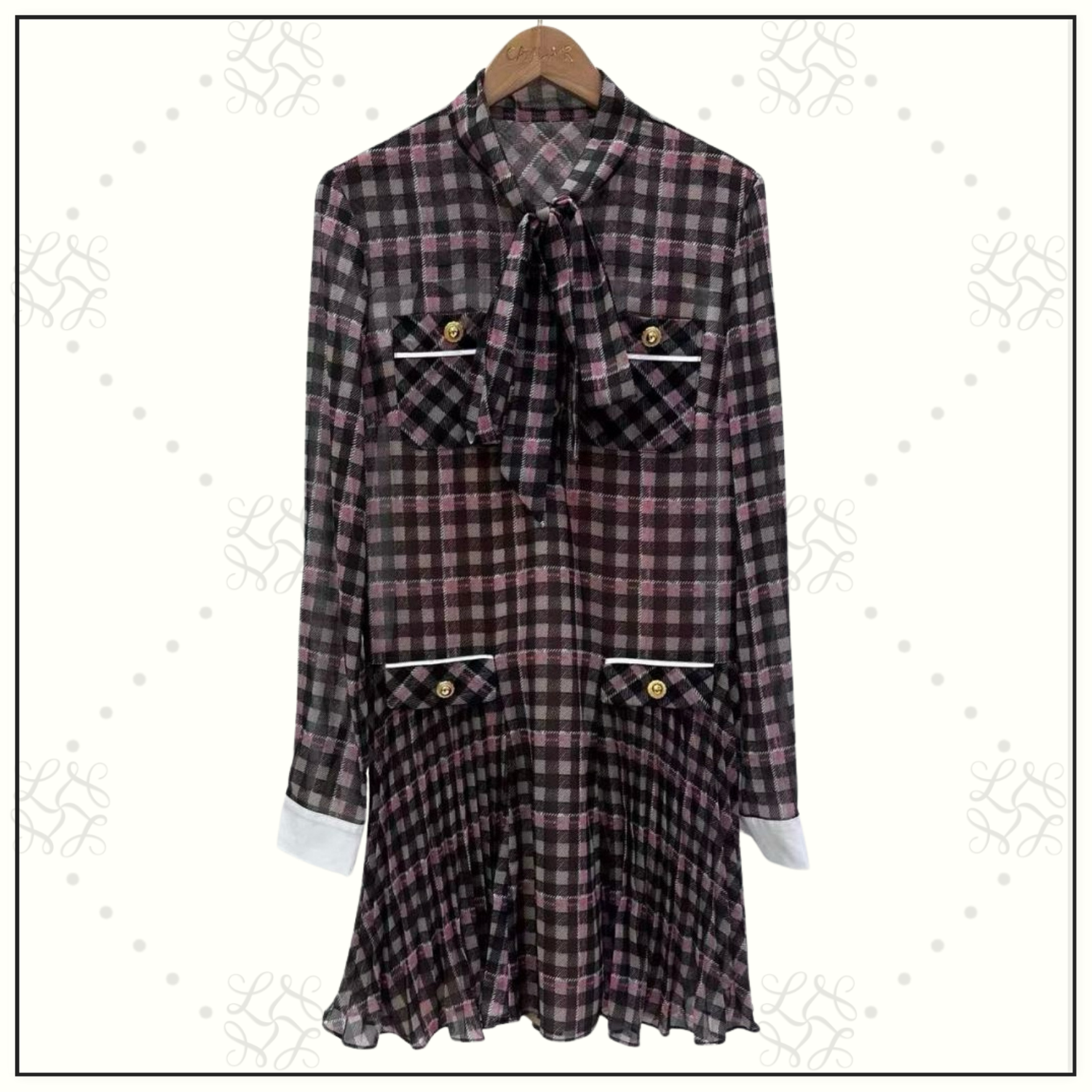 CHECK CHIFFON MINI DRESS