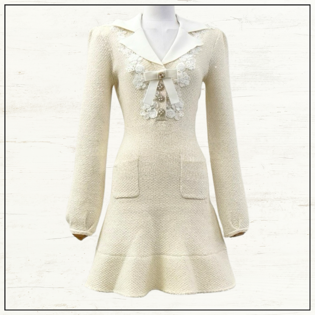 FLORAL APPLIQUÉD MINI DRESS