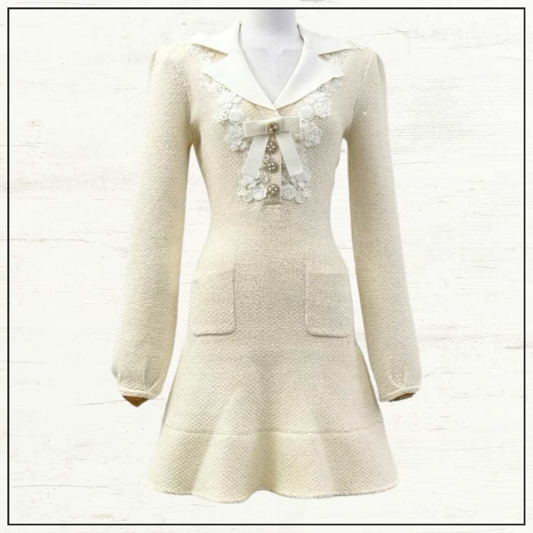 FLORAL APPLIQUÉD MINI DRESS