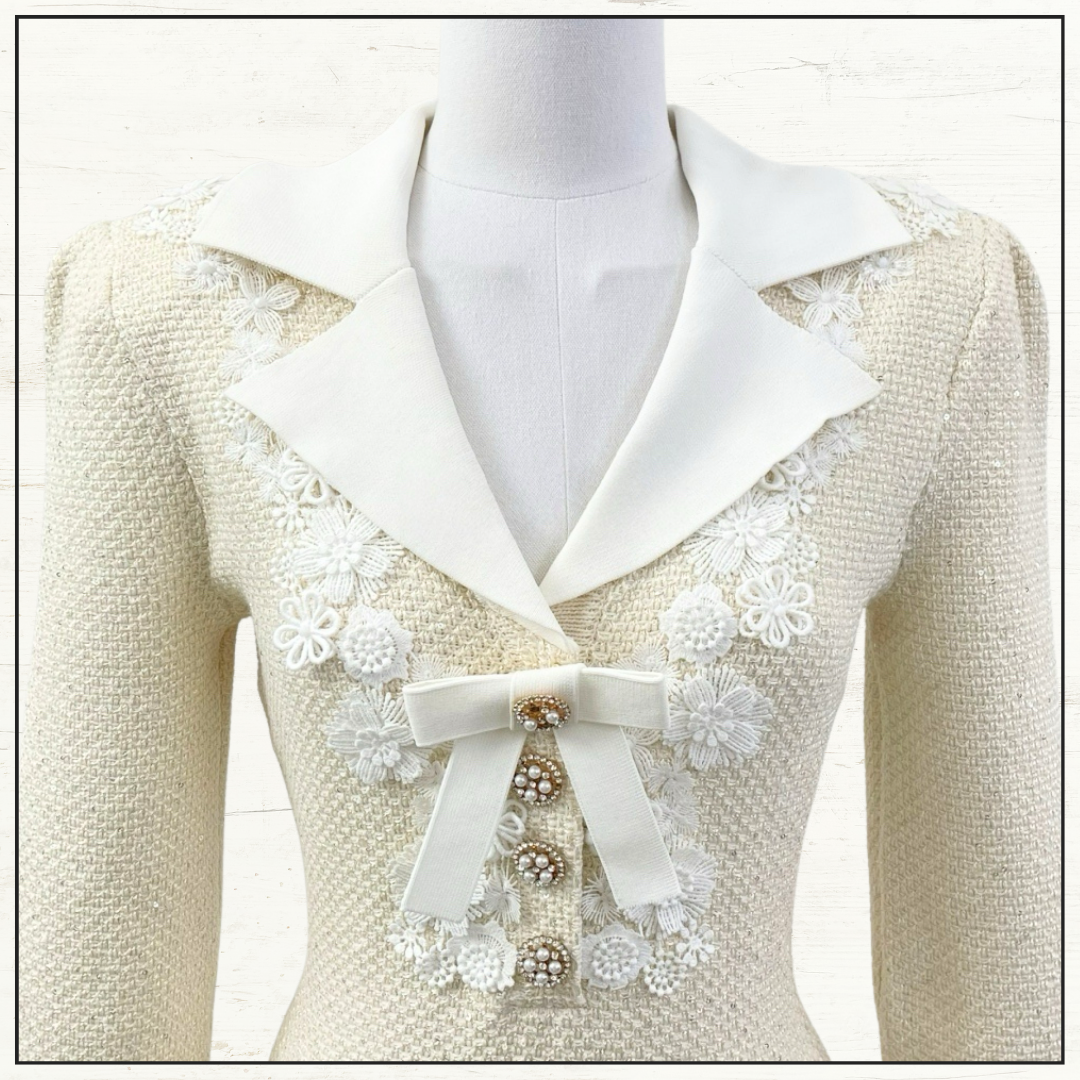 FLORAL APPLIQUÉD MINI DRESS