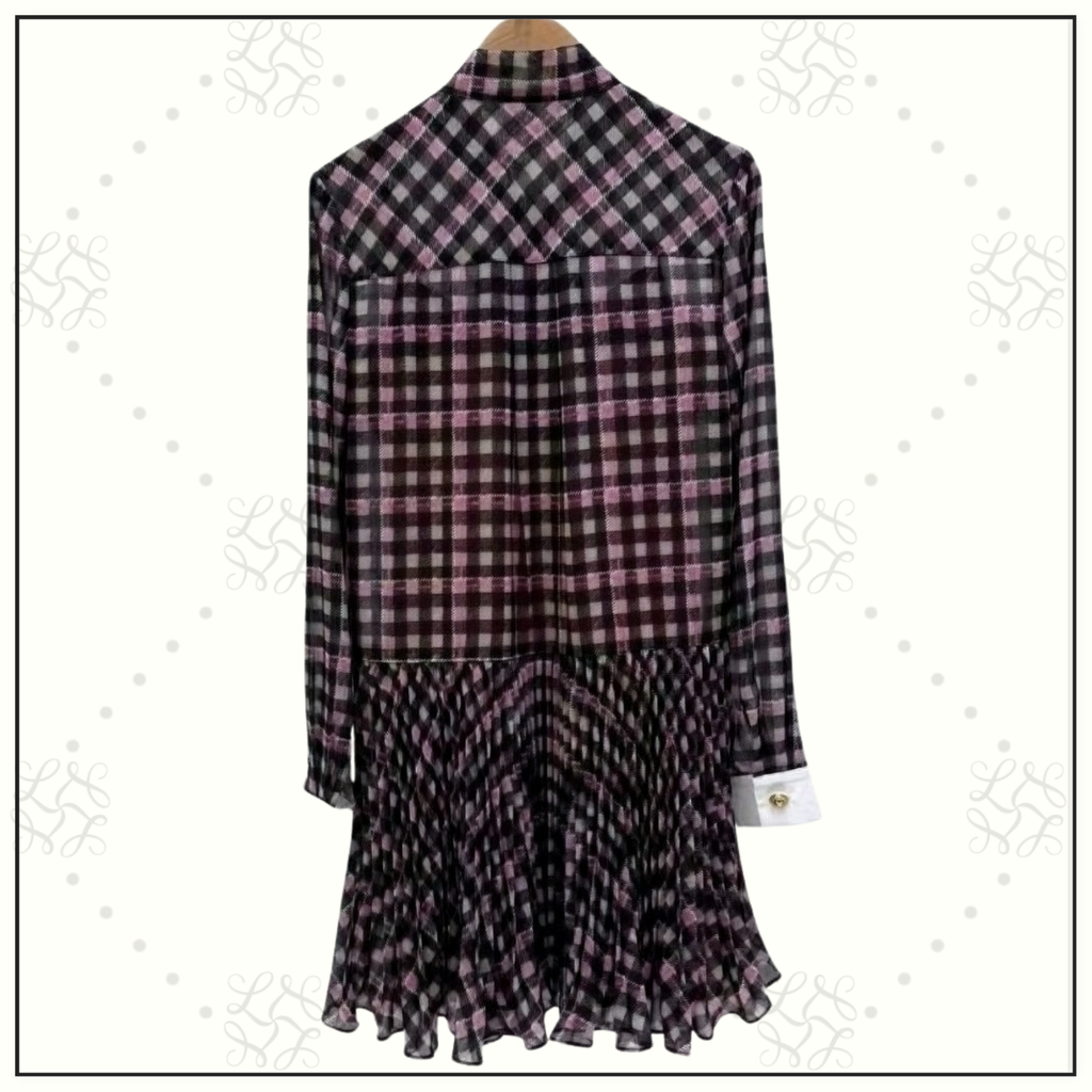 CHECK CHIFFON MINI DRESS