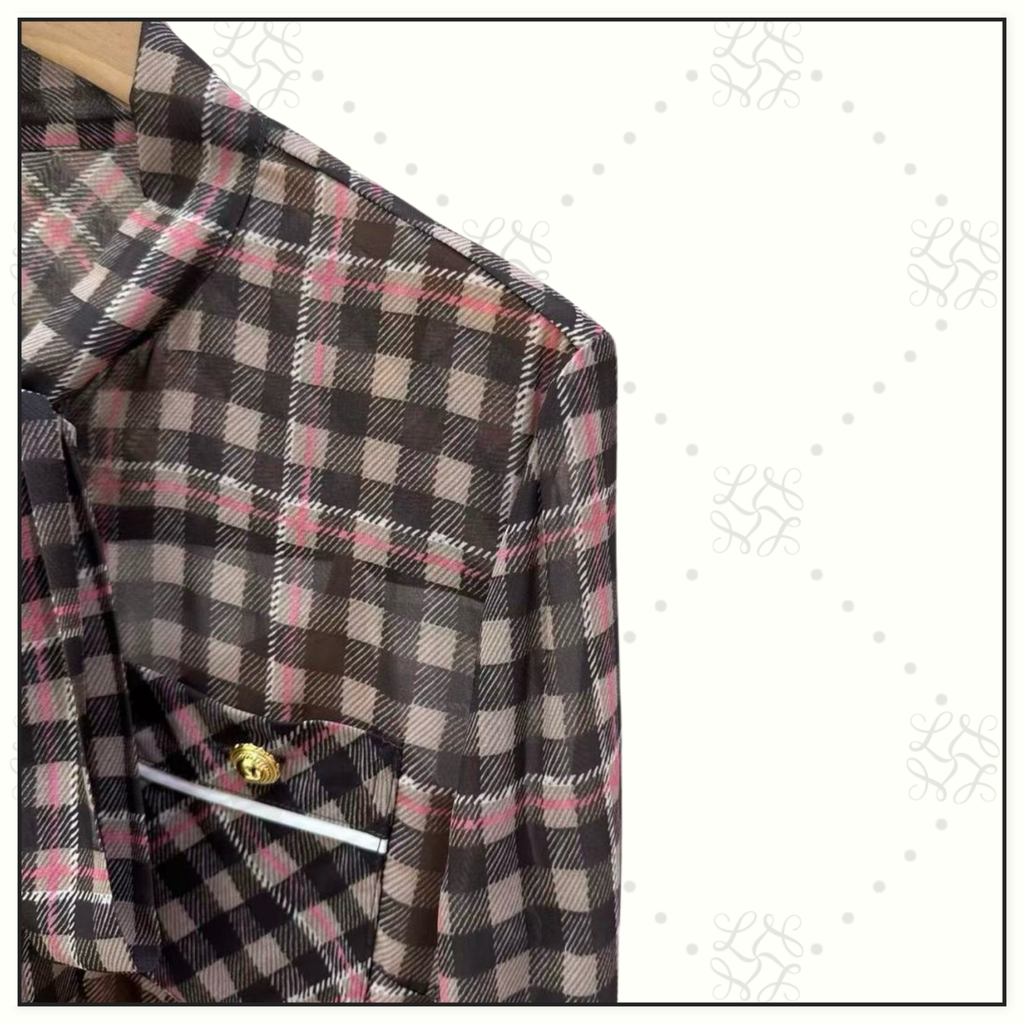 CHECK CHIFFON MINI DRESS