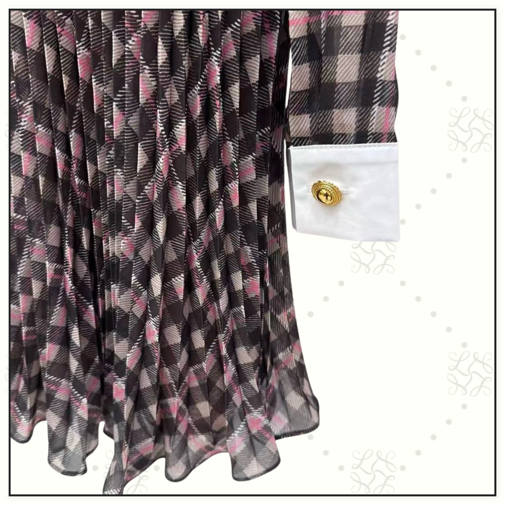 CHECK CHIFFON MINI DRESS