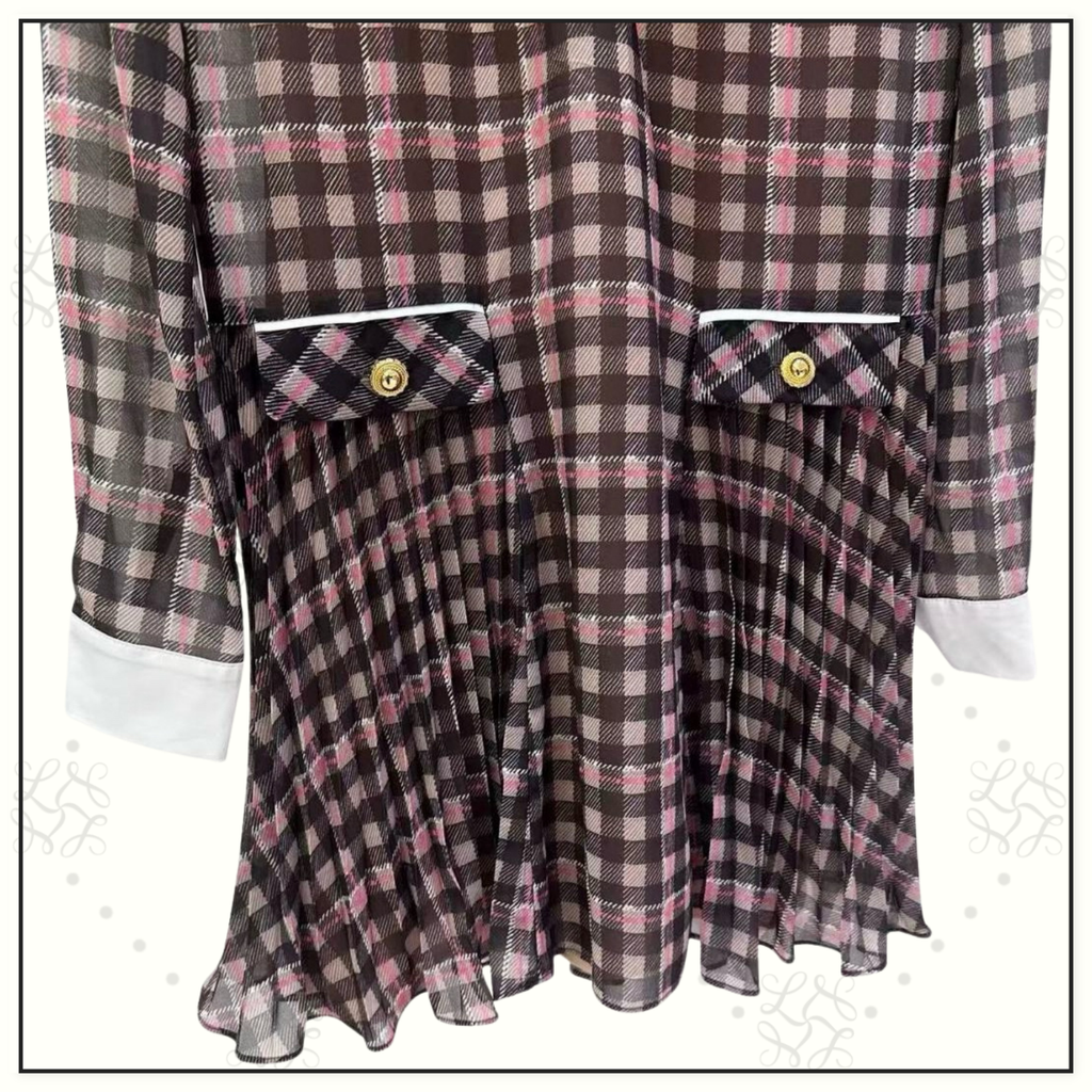 CHECK CHIFFON MINI DRESS