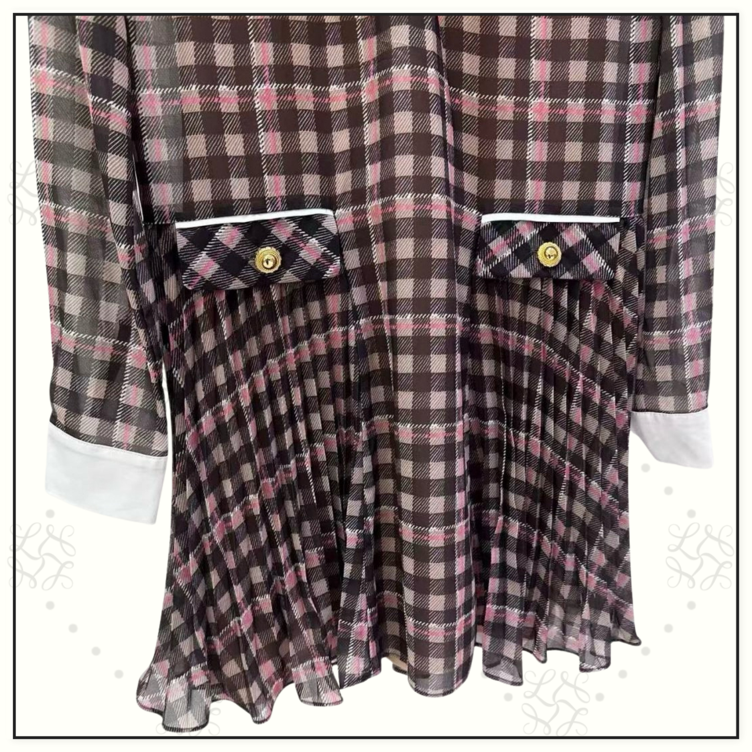 CHECK CHIFFON MINI DRESS