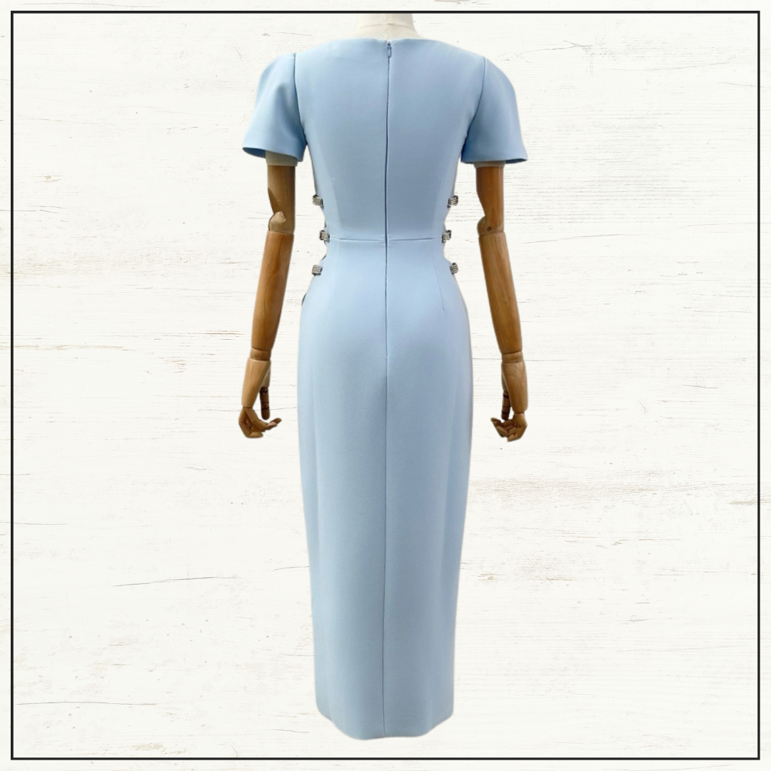 EMBELLISHED CUT OUT MIDI DRESS
