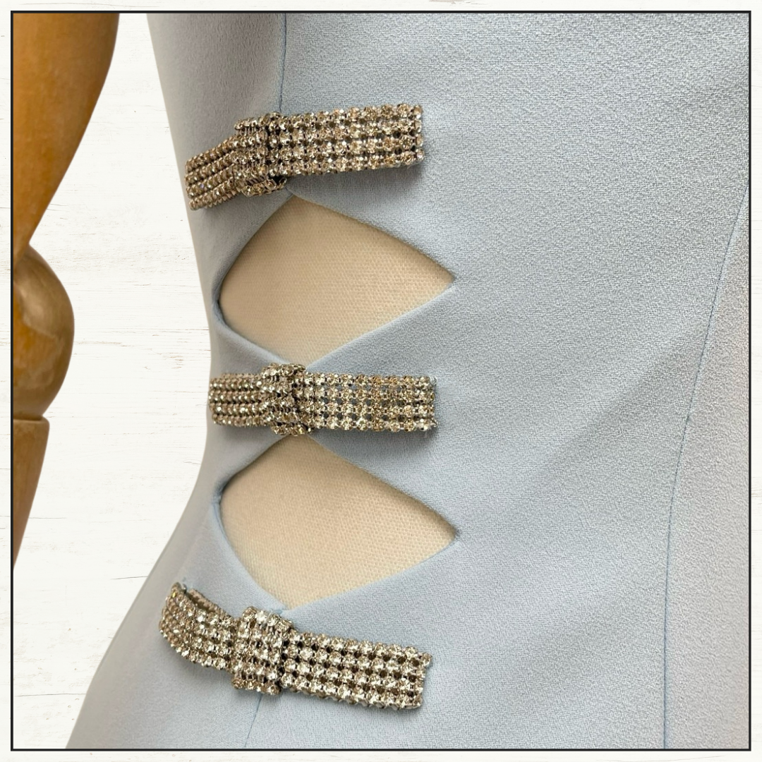 EMBELLISHED CUT OUT MIDI DRESS