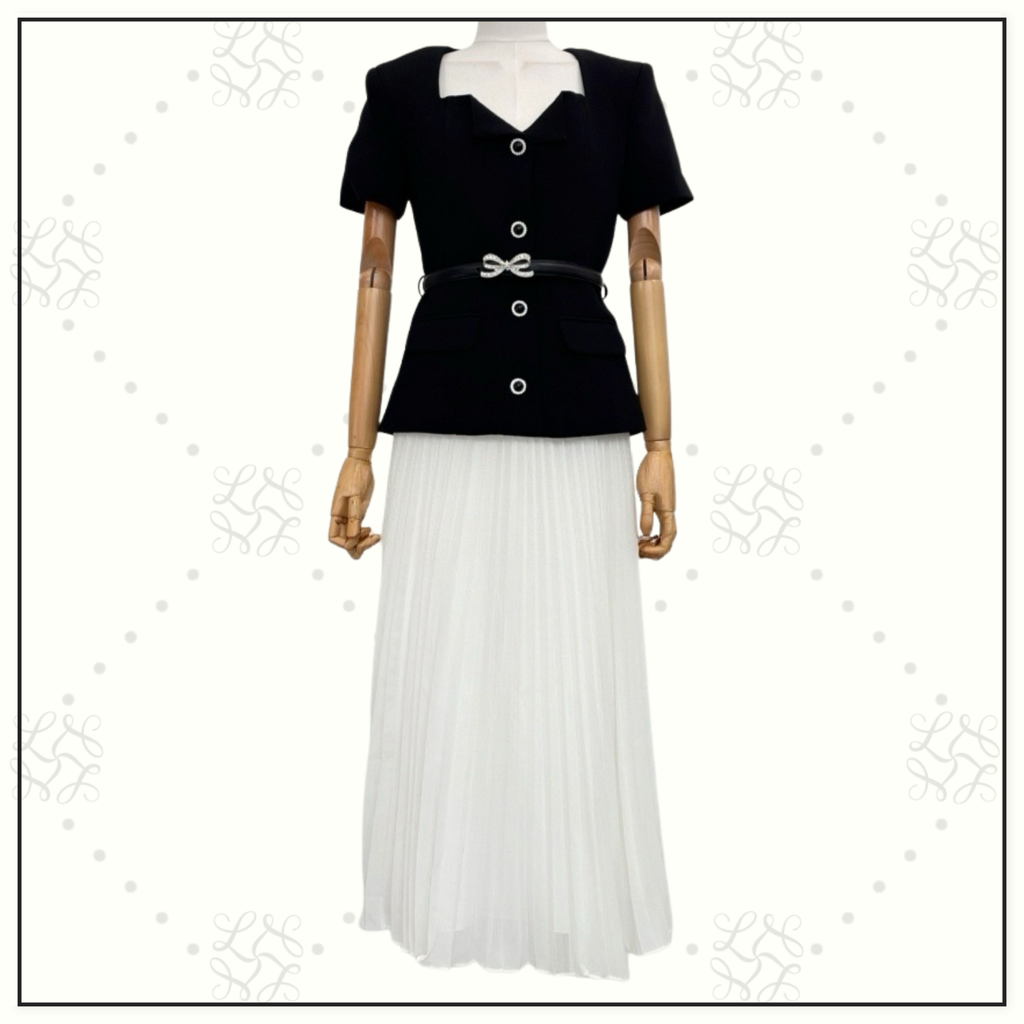 EMBELLISHED PLEATED MIDI DRESS