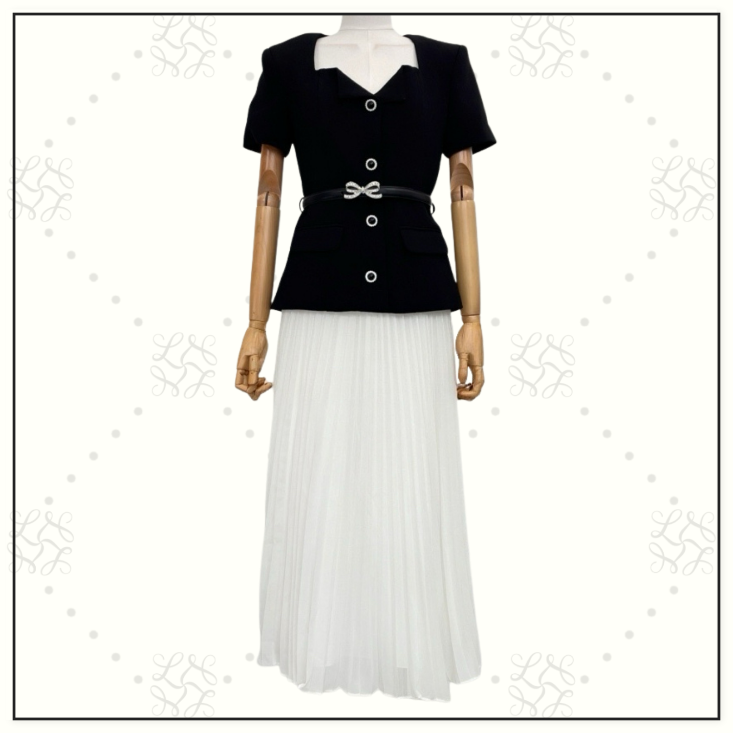 EMBELLISHED PLEATED MIDI DRESS