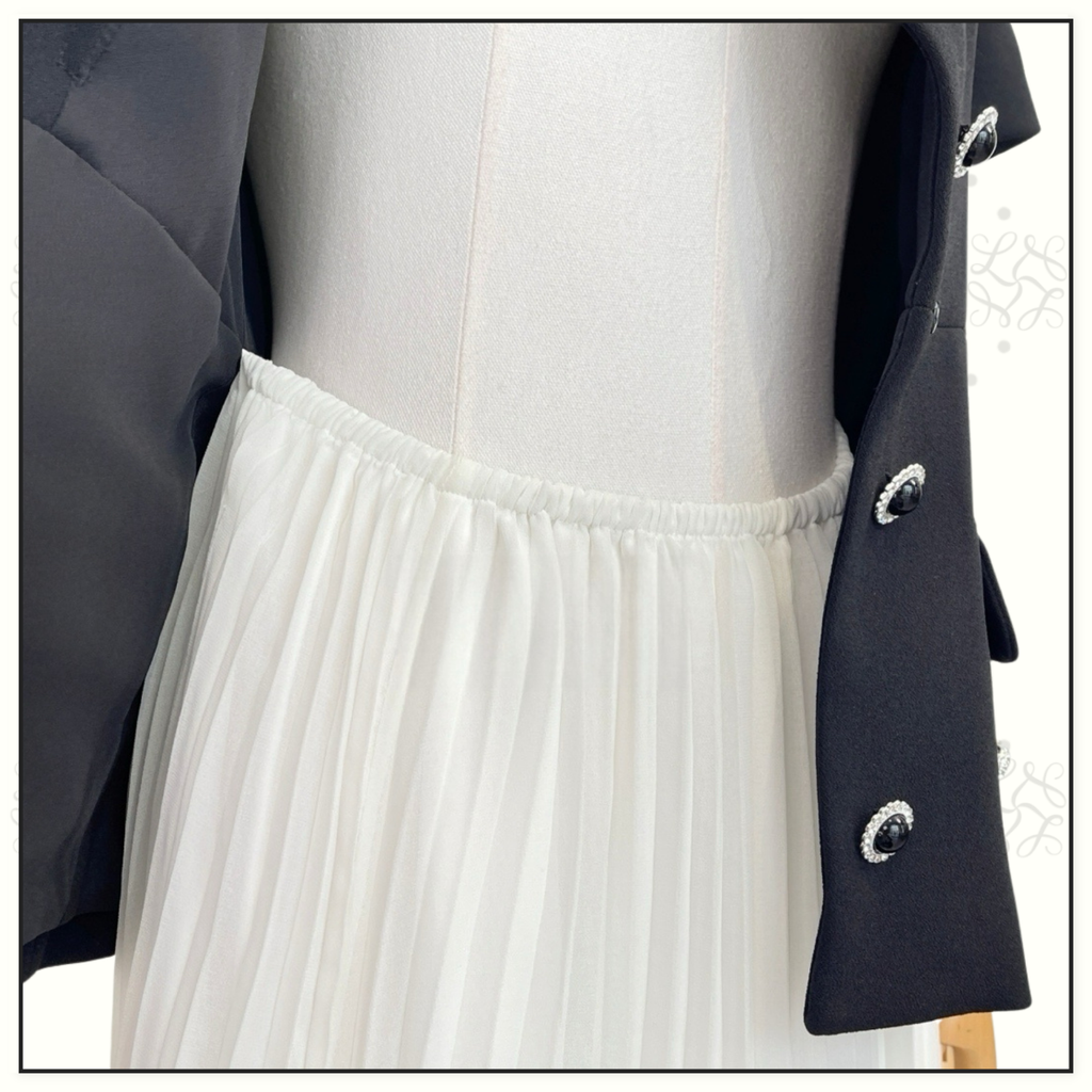 EMBELLISHED PLEATED MIDI DRESS