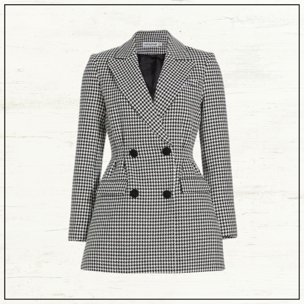 HOUNDSTOOTH DOUBLE BREASTED MINI DRESS