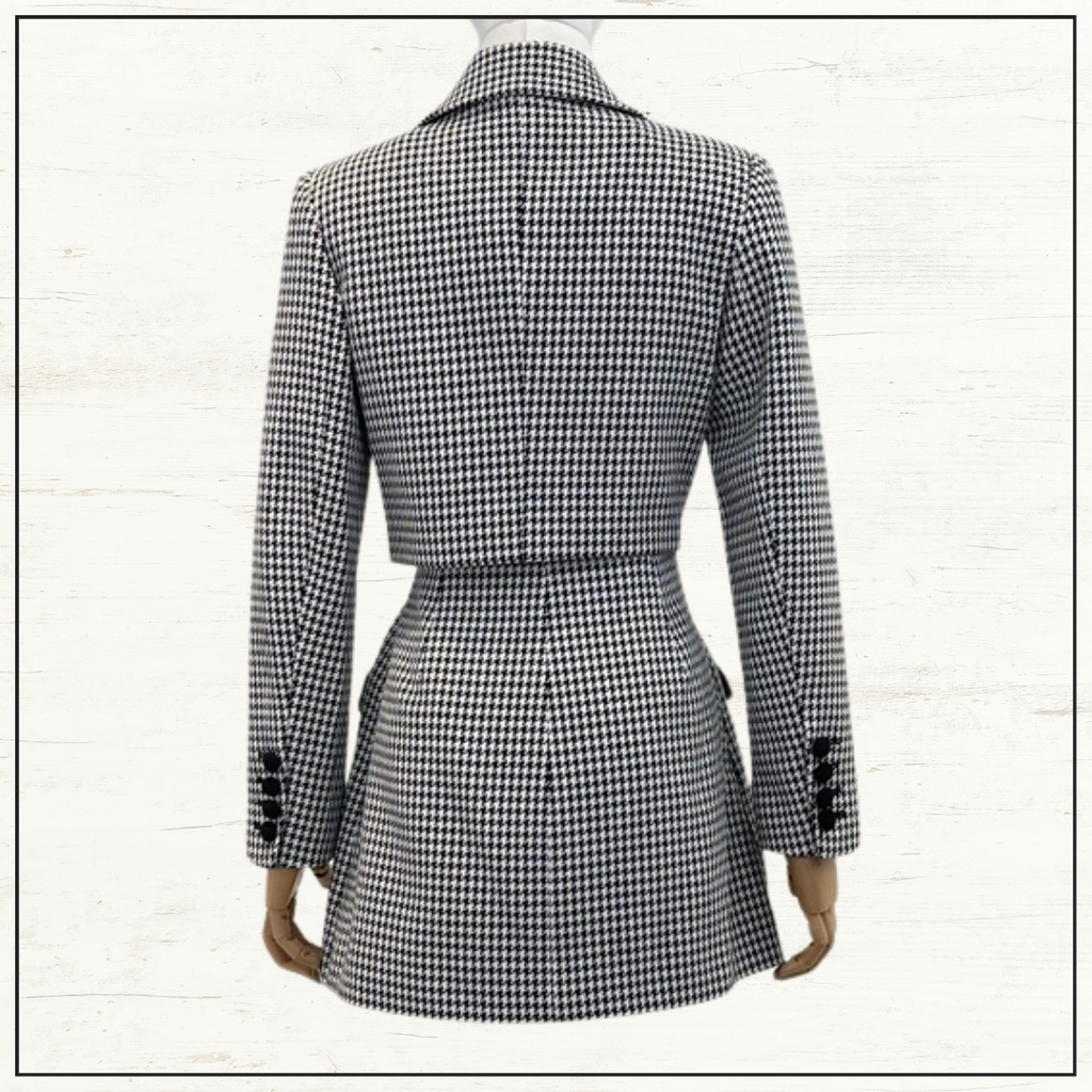 HOUNDSTOOTH DOUBLE BREASTED MINI DRESS