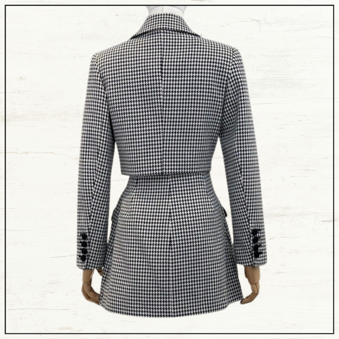 HOUNDSTOOTH DOUBLE BREASTED MINI DRESS