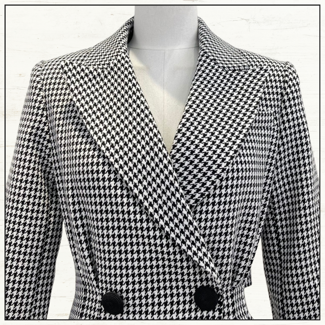 HOUNDSTOOTH DOUBLE BREASTED MINI DRESS