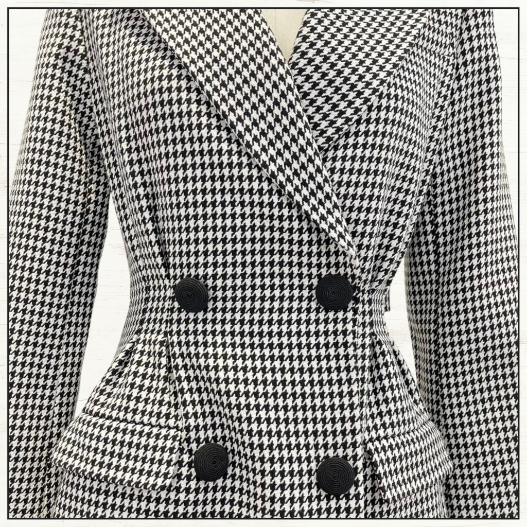 HOUNDSTOOTH DOUBLE BREASTED MINI DRESS