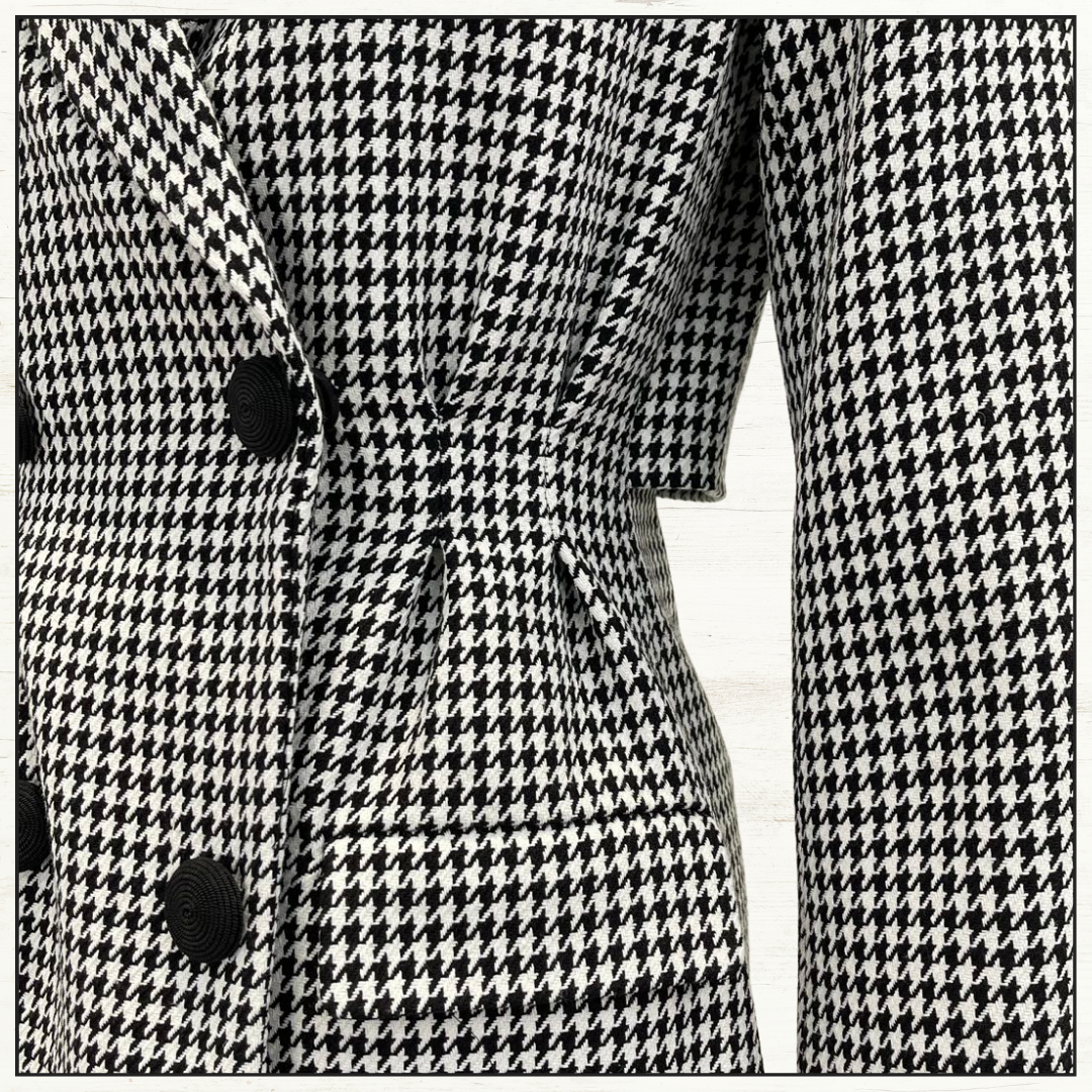 HOUNDSTOOTH DOUBLE BREASTED MINI DRESS